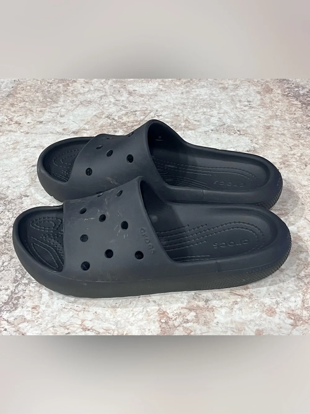Crocs Black Slide Sandals Kids Junior Sz 4